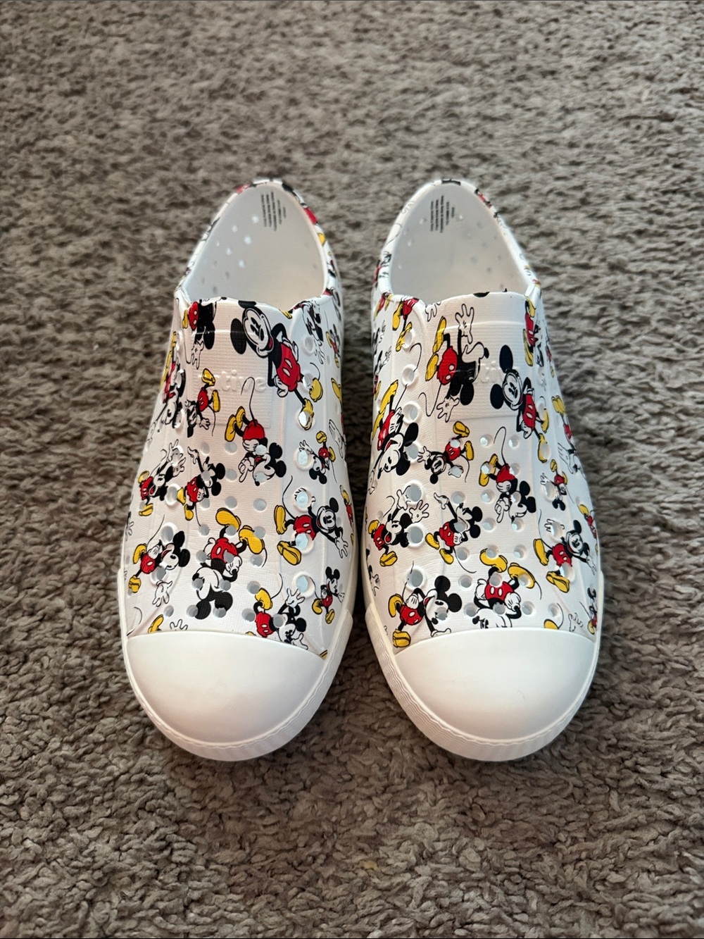 Native Kids White Slip-On Sneakers with Mickey Print